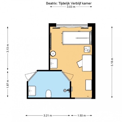 Plattegrond Beatrix kamer tijdelijk verblijf